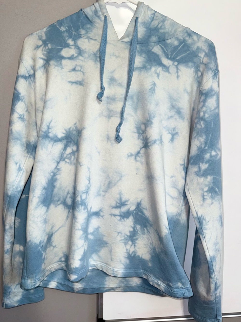 bobi Light Blue and White Tie-Dye Hoodie